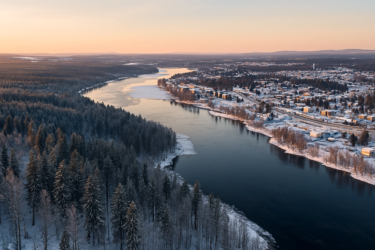 Vintervy över Norrbotten där Cable Tech återvinner kabelskrot på ett miljövänligt sätt